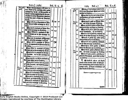 From John Mellis, "A Briefe Instruction and Maner How to Keepe Bookes of Accompts after the Order of Debitor and Creditor" (1588)
